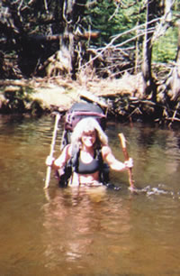 Jane Beckwith fords the Pigeon River